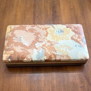 Vintage Hardshell Travel Jewelry Case Brown Floral print